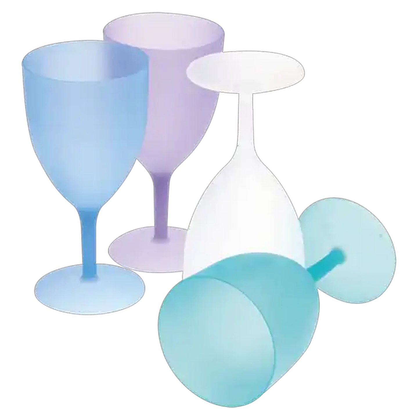 Image of Multicoloured Milky Plastic Wine Goblet 400ml 4 Piece