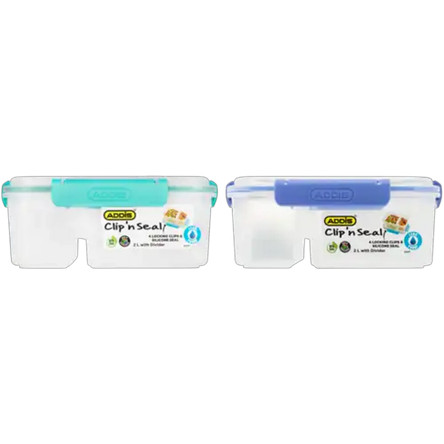 Image of ADDIS Rectangular Divider Clip 'n Seal Container 2L (Colour May Vary)