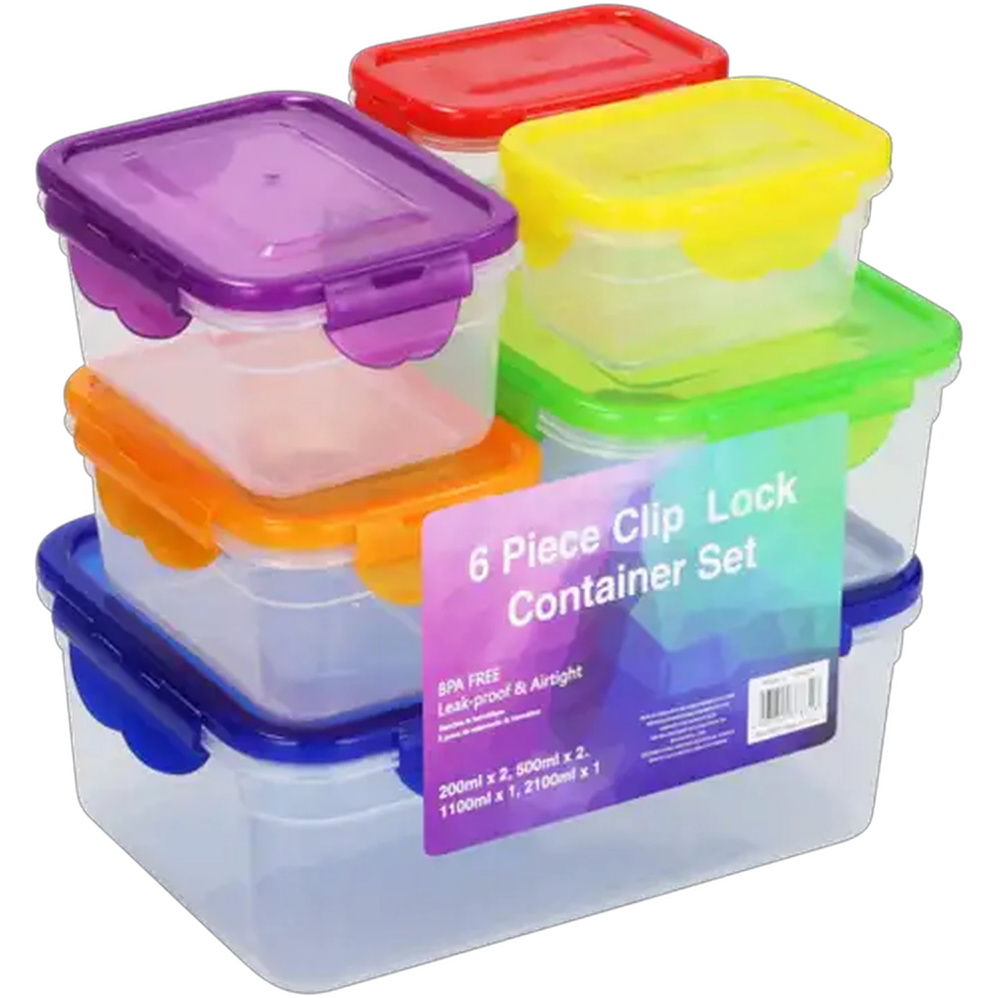 Image of Prolock Clip Lock Container Set with Lids 6-Piece