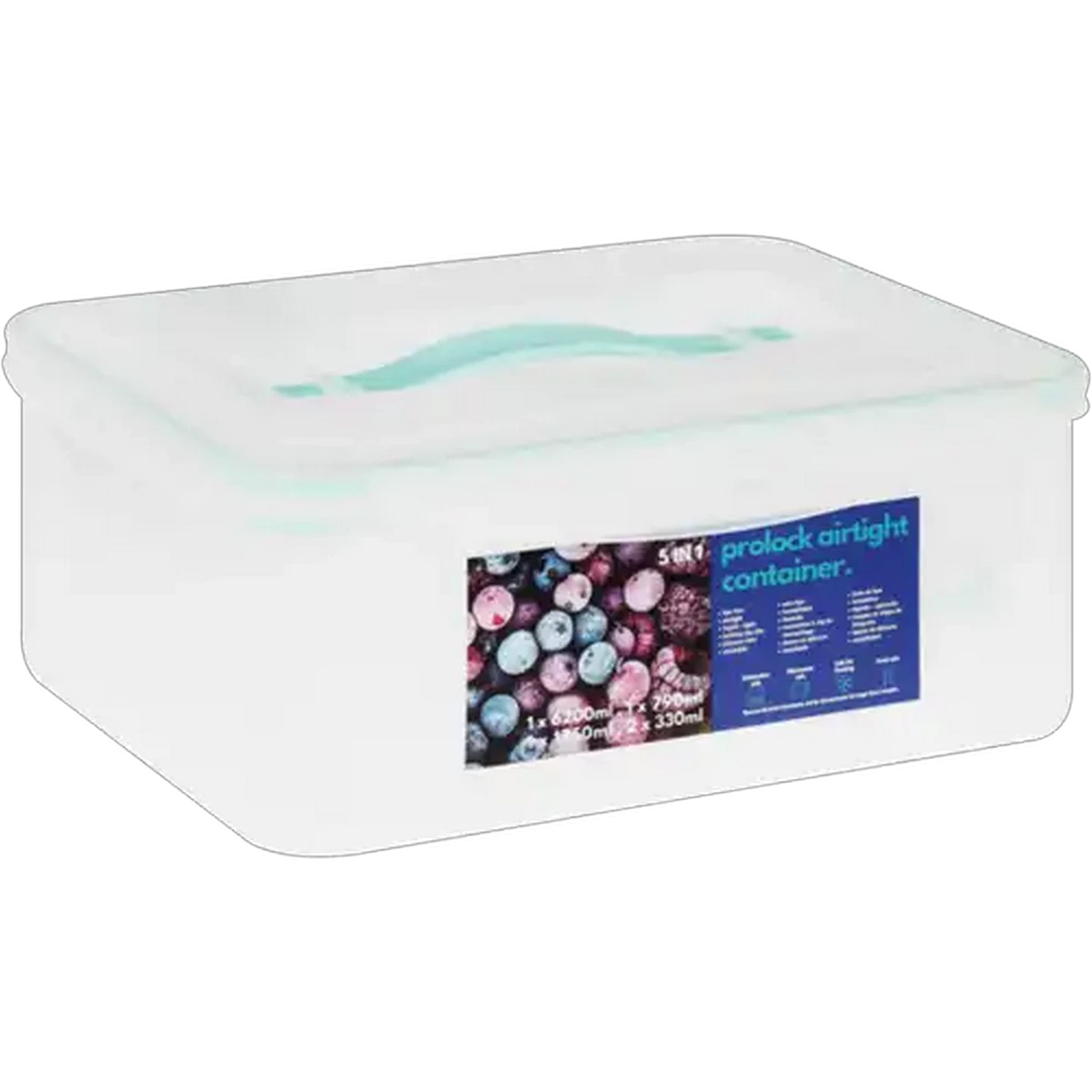 Image of Prolock Aqua Plastic Airtight Rectangular Container Set 10 Piece