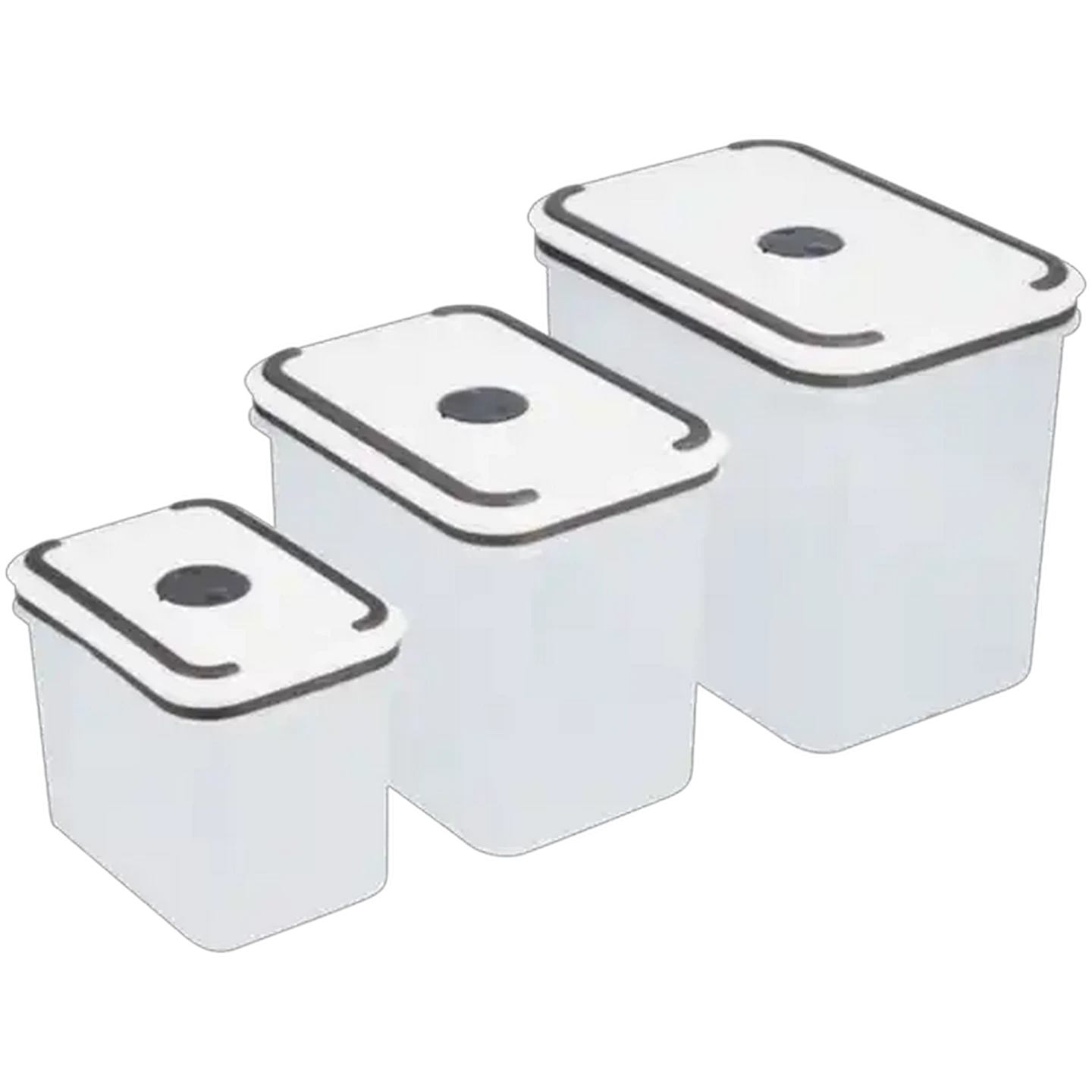 Image of Plastic Grey & White Dry Food Storage Container Set 3 Piece