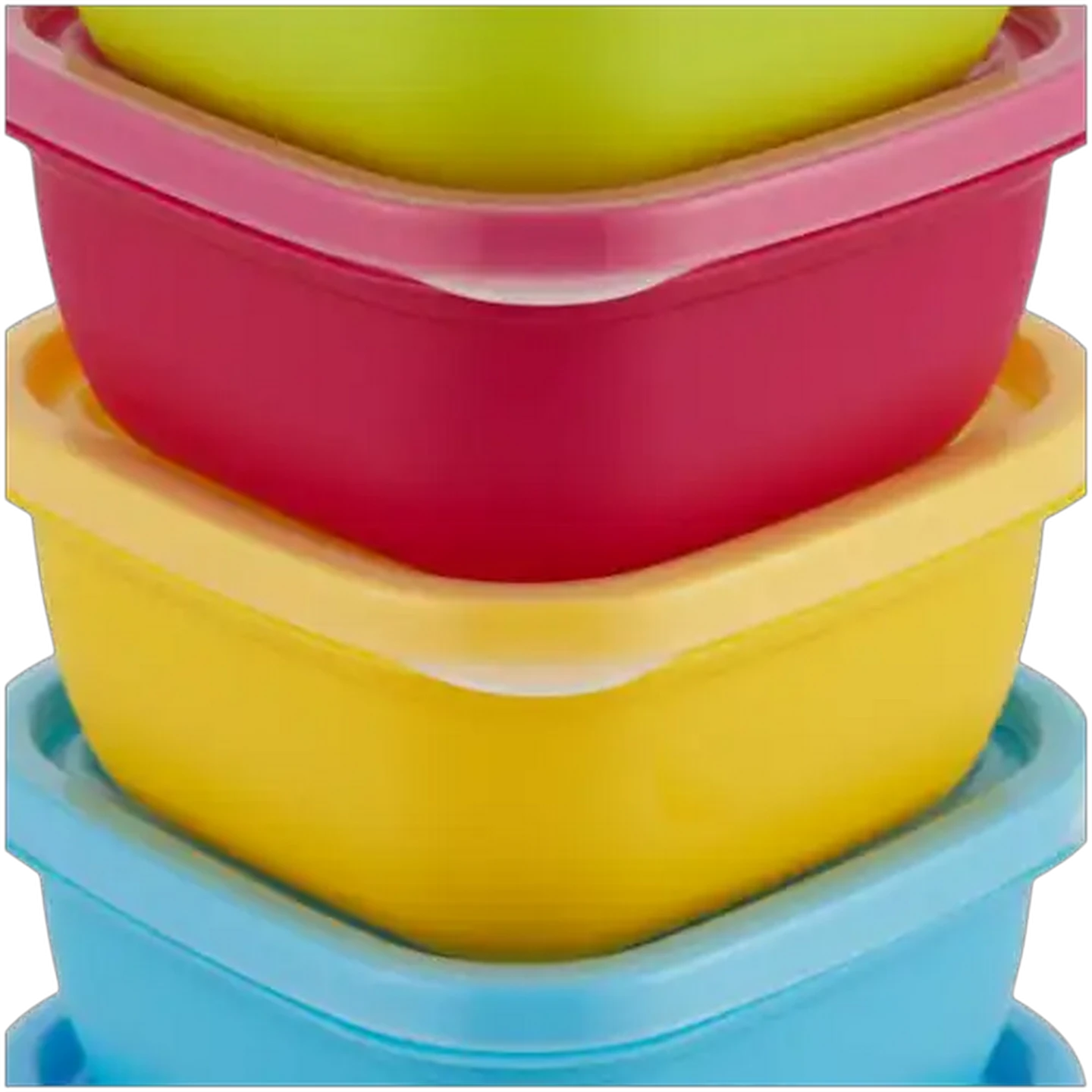 Image of &Stack Plastic Multicoloured Square Storage Container Set 240ml 6-Piece