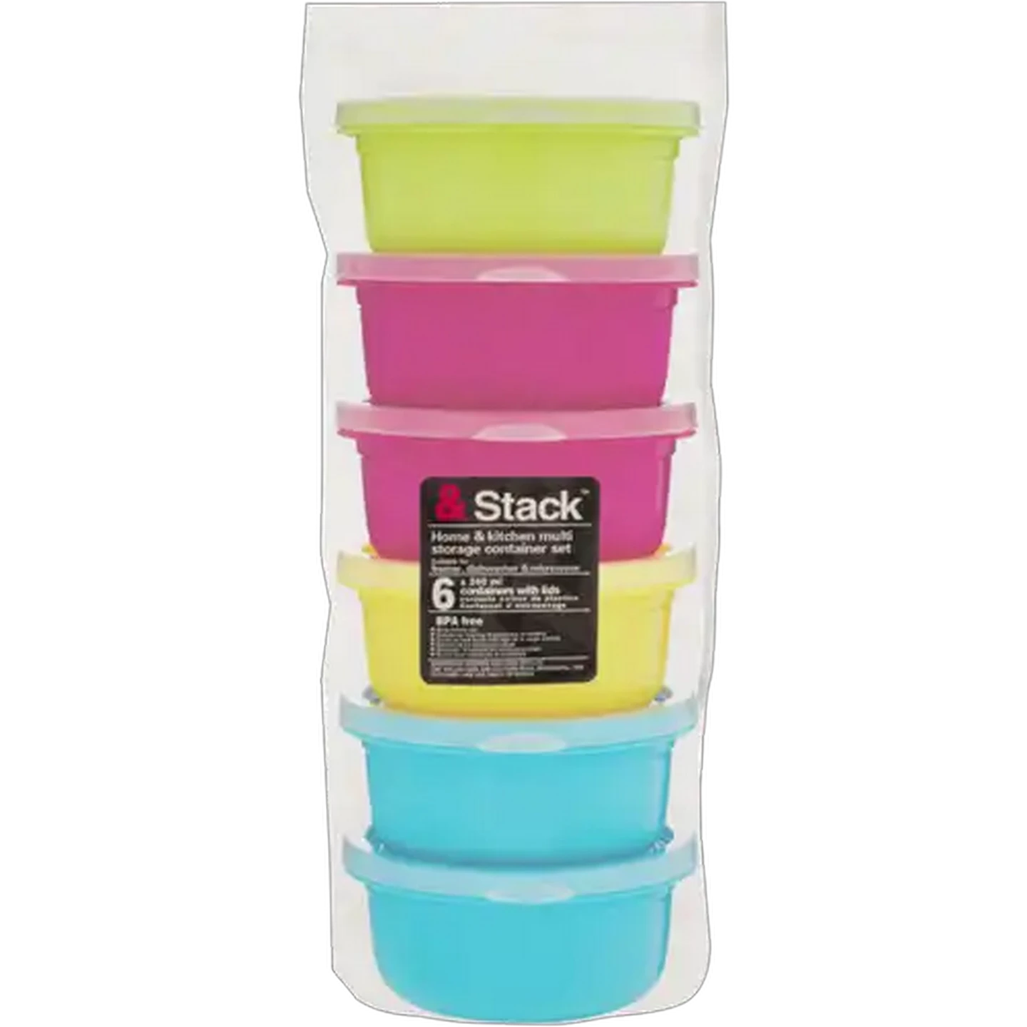 Image of &Stack Plastic Round Storage Container Set 240ml 6-Piece
