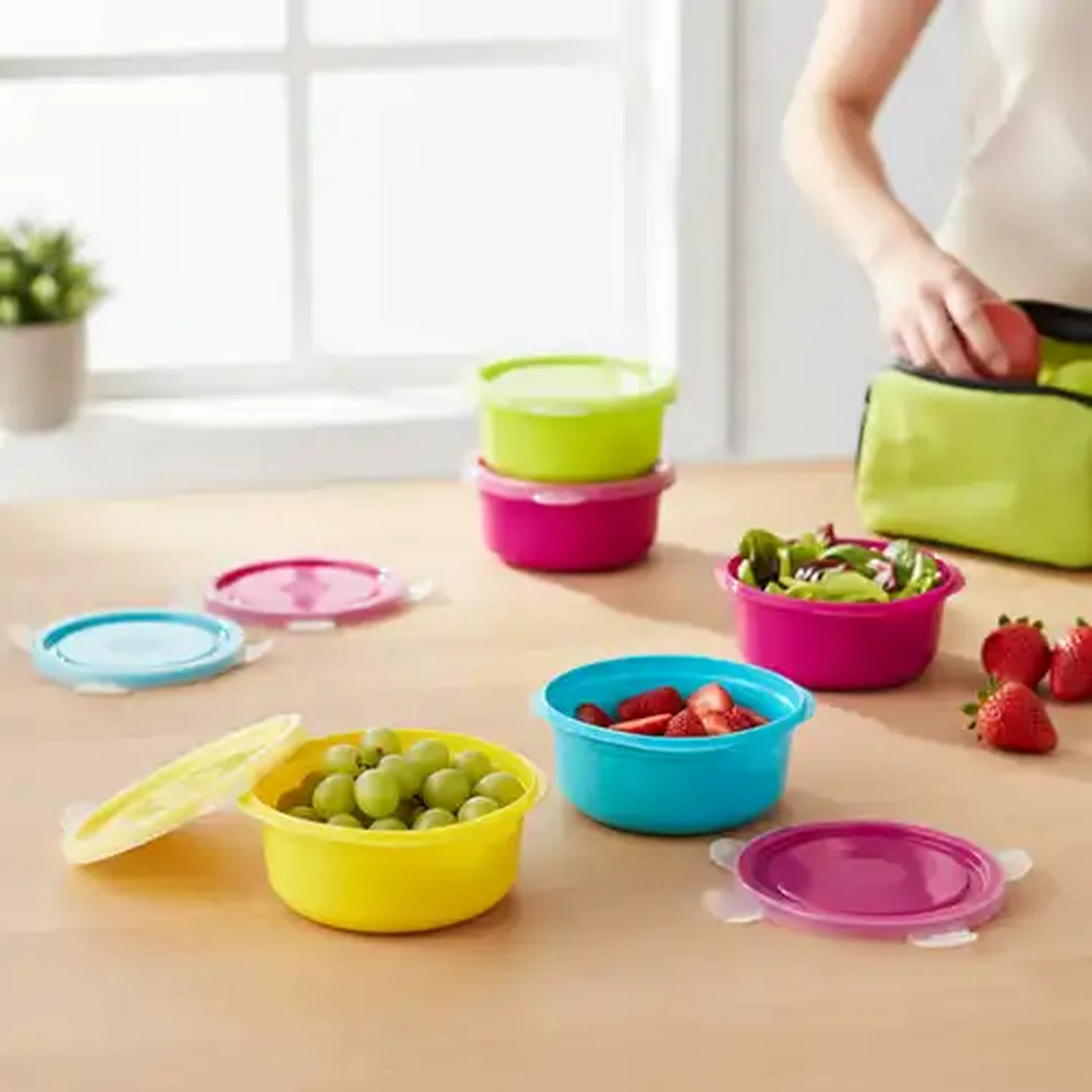 Image of &Stack Plastic Round Storage Container Set 240ml 6-Piece