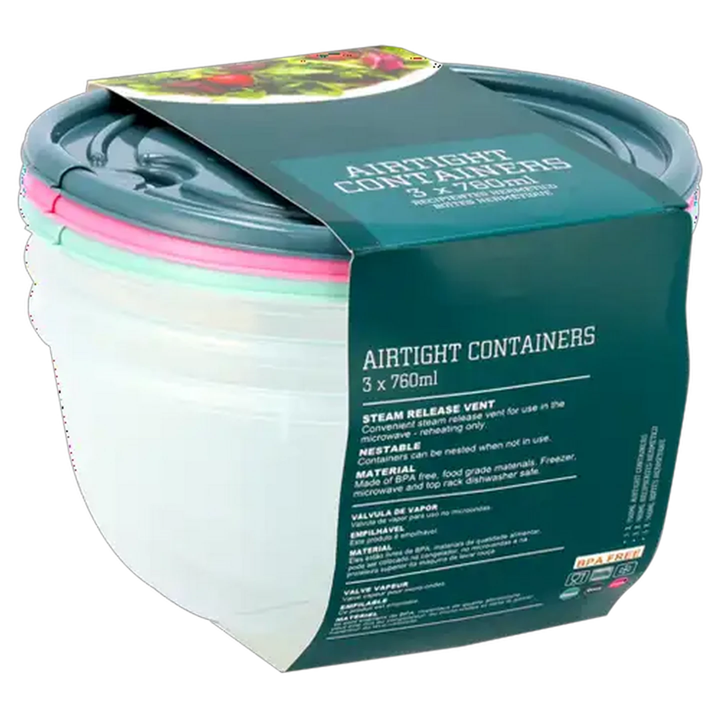 Image of Home Discovery Round Disc Container 760ml 3-Pack