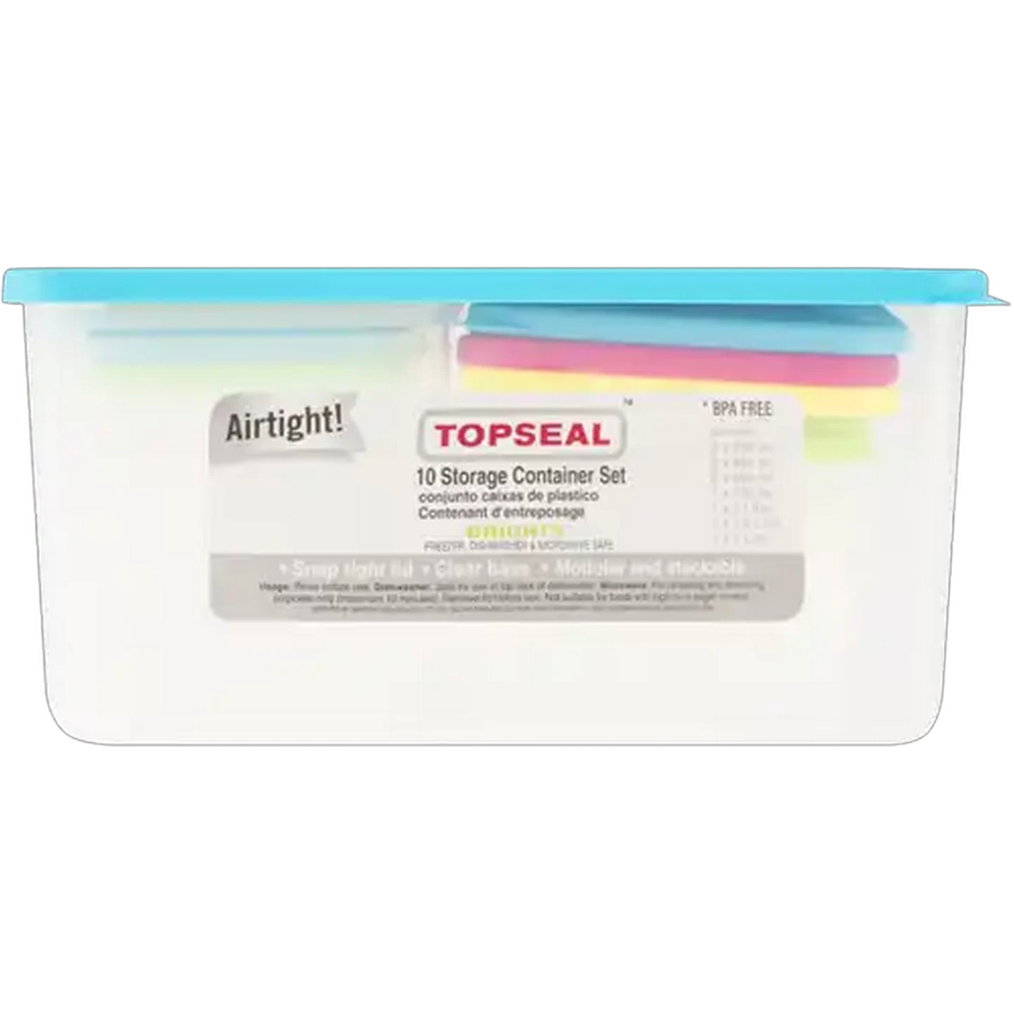 Image of Topseal Bright Food Storage Containers 10 Piece
