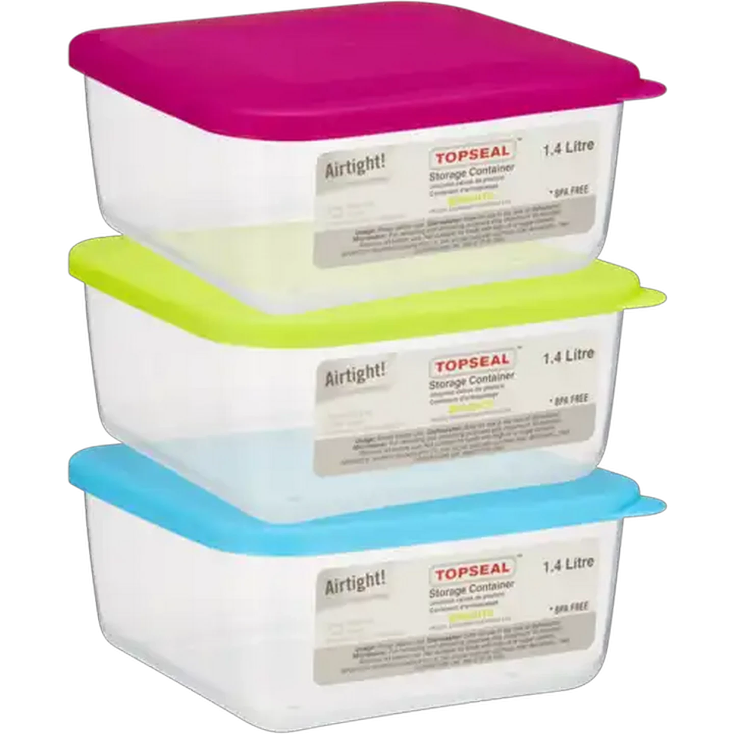Image of Topseal Brights Square Container 1.4L (Colour May Vary)