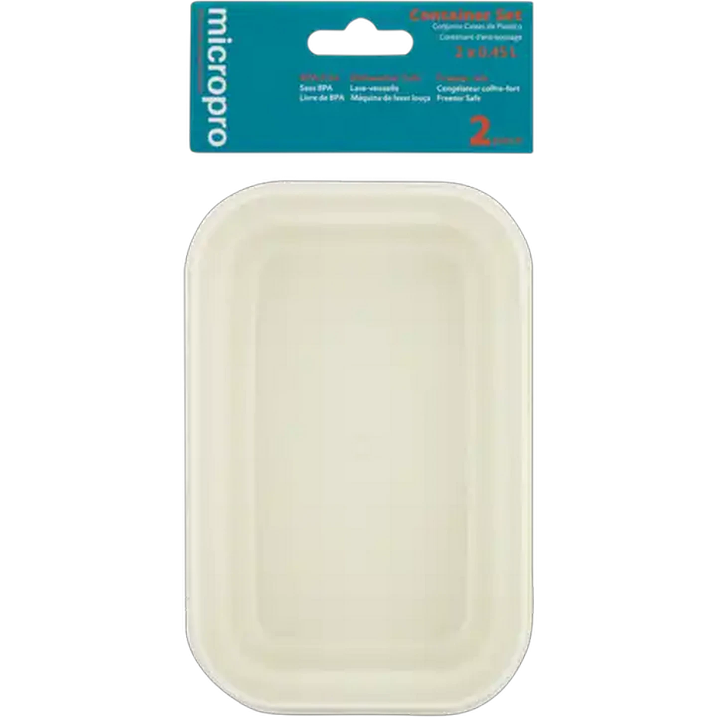 Image of Micropro Beige Microwave Safe Rectangular Food Storage Container Set 2 x 450ml