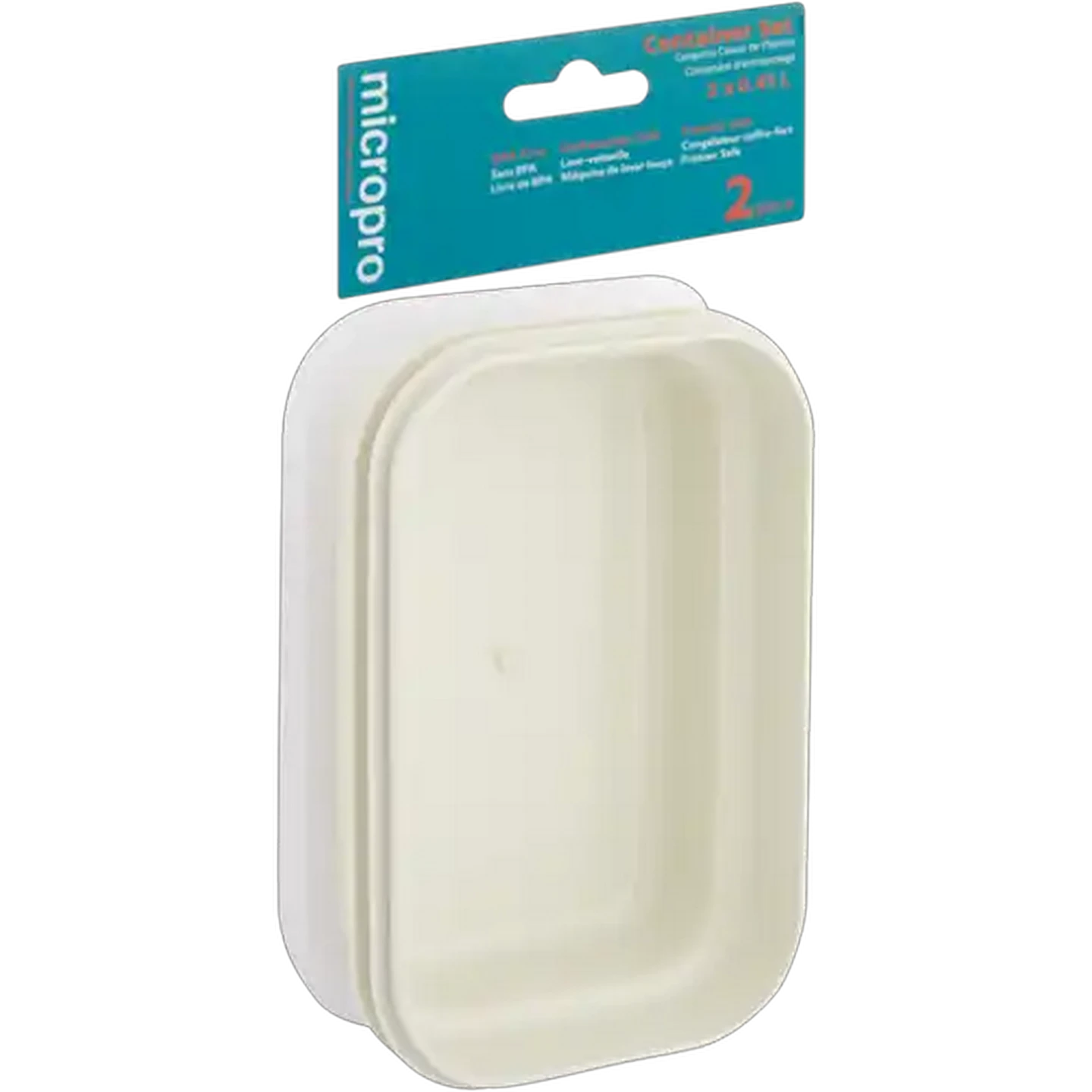 Image of Micropro Beige Microwave Safe Rectangular Food Storage Container Set 2 x 450ml