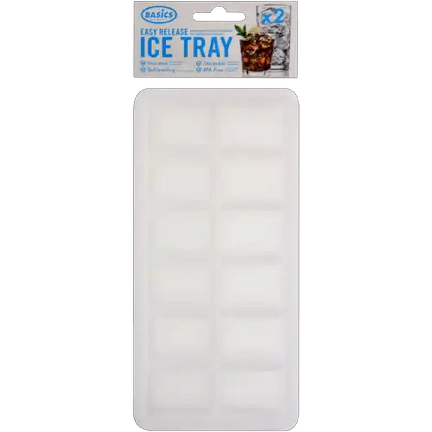 Image of Basics White Plastic Ice Cube Trays 2-Pack