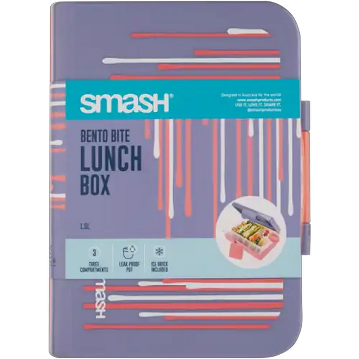 Image of Smash Bento Bite Compartment Lunchbox 1.1L (Colour May Vary)