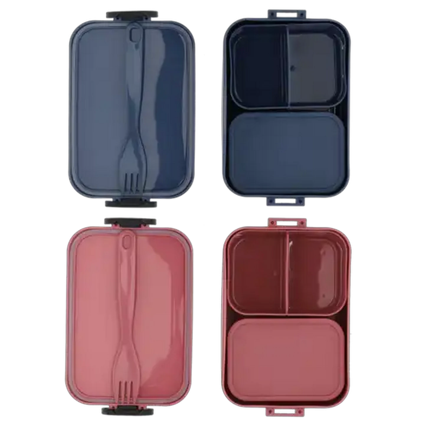 Image of Plastic Bento 3-Compartment Lunch Box 900ml (Colour May Vary)