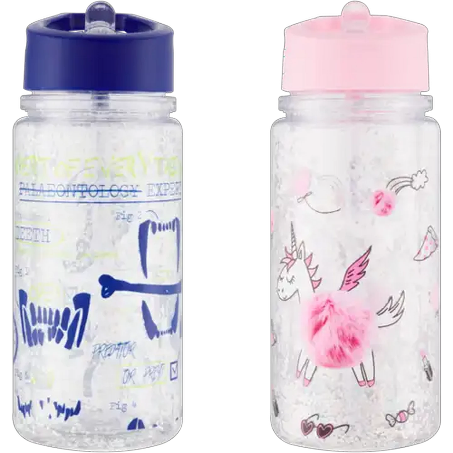 Image of Plastic Double Wall Bottle With Straw 300ml (Colour May Vary)