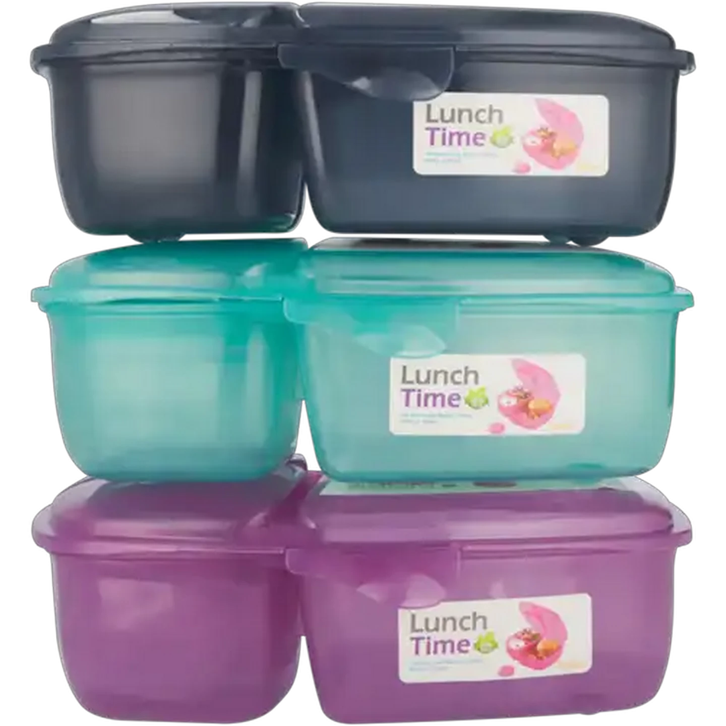 Image of Lunch Time Plastic 3-Compartment Lunch Box 2L (Colour May Vary)