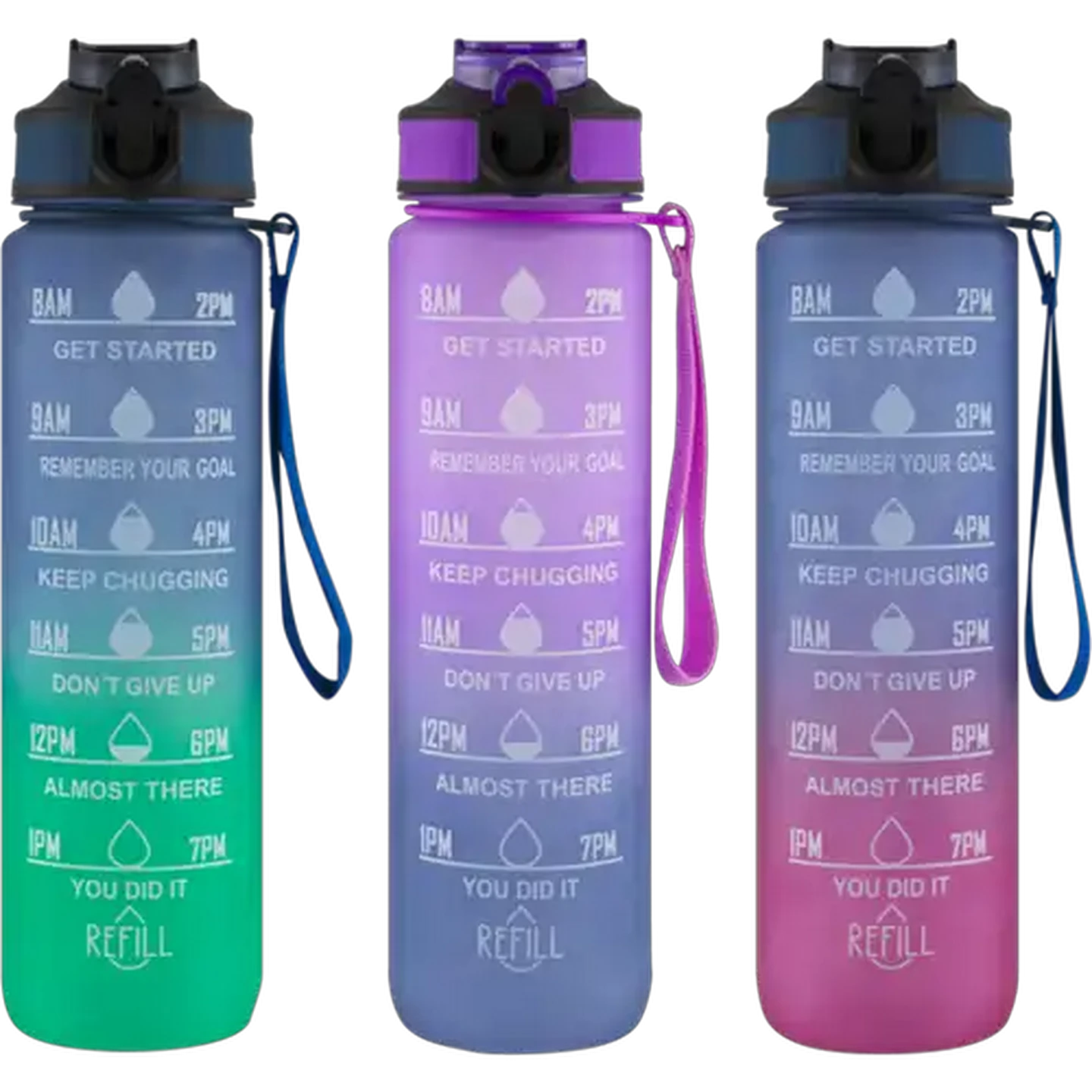 Image of Plastic Water Bottle With Straw 1L (Colour May Vary)