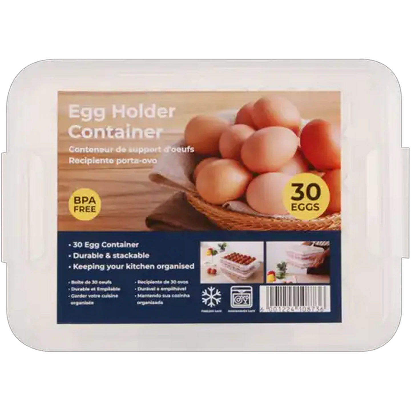 Image of Plastic Fridge & Pantry Egg Holder Container 30 Eggs