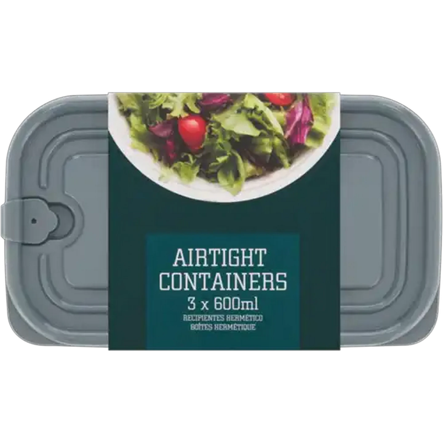 Image of Home Discovery Airtight Rectangular Container Set 3 x 600ml