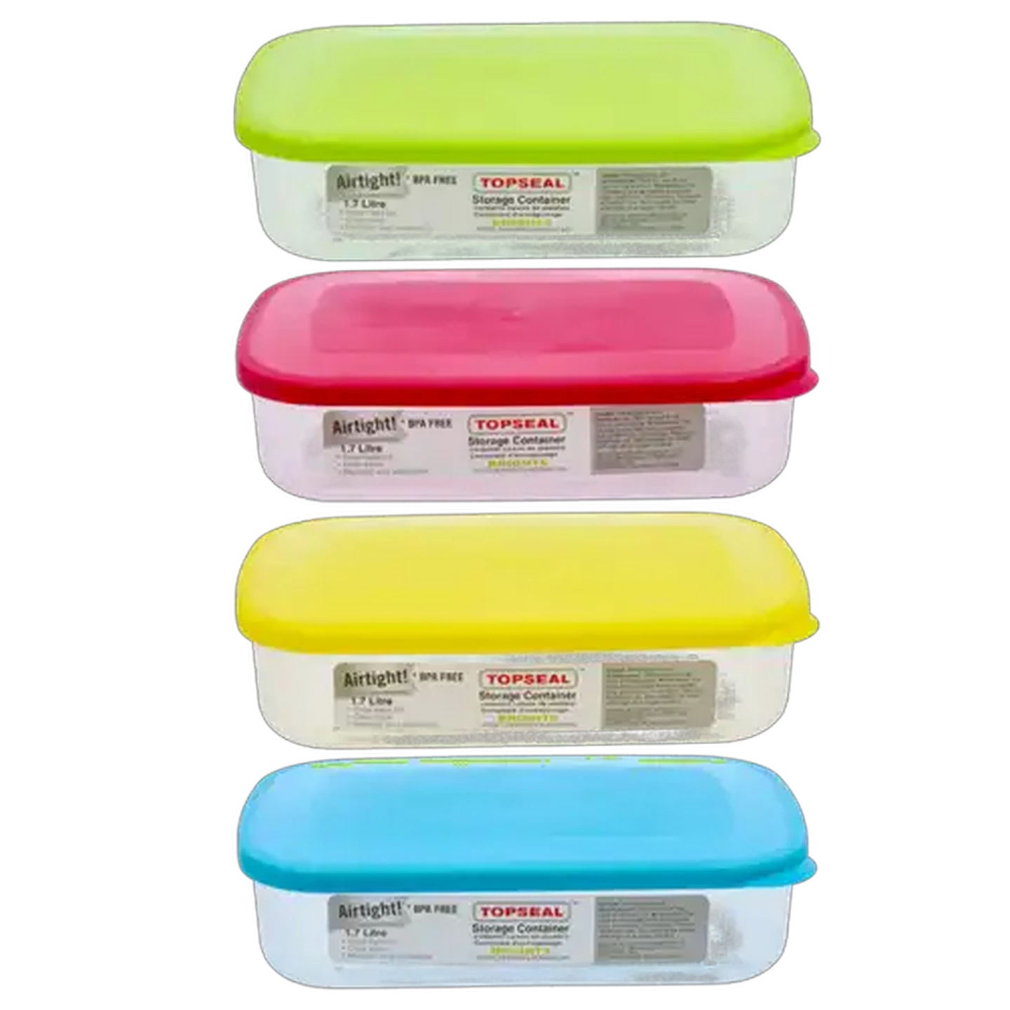 Image of Topseal Bright Rectangular Plastic Container 1.7L (Colour May Vary)