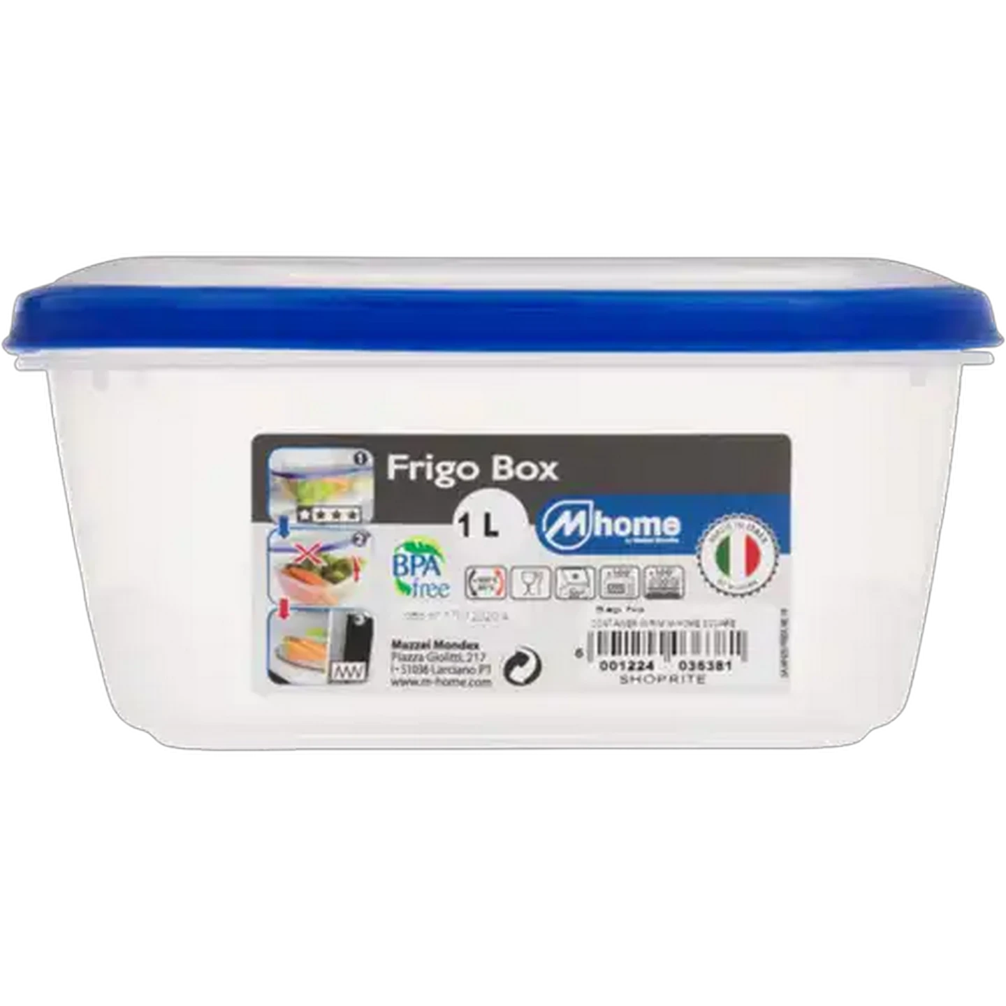 Image of M-Home Blue Frigo Box Square Container 1L