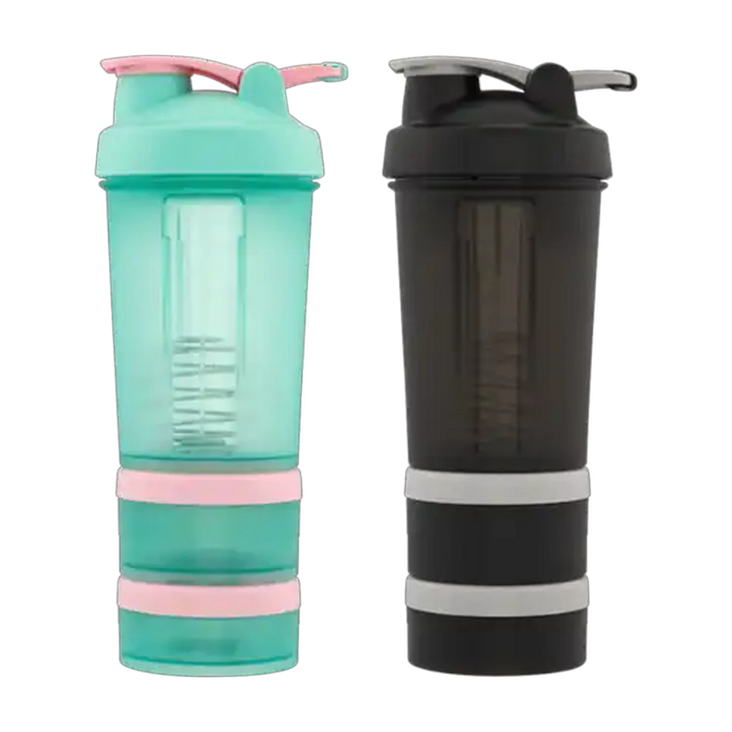 Image of Plastic 2-Compartment Protein Gym Bottle 500ml (Colour May Vary)