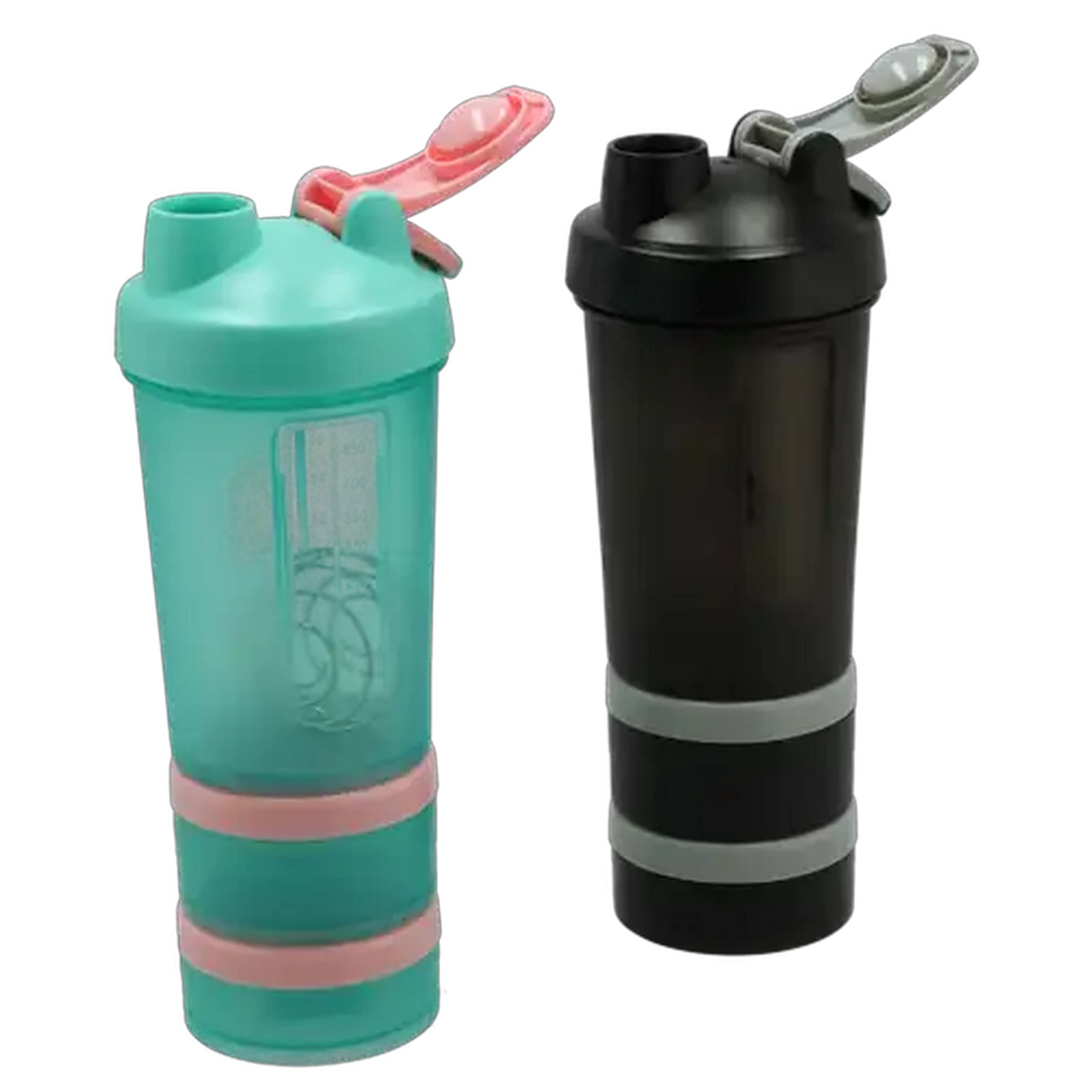 Image of Plastic 2-Compartment Protein Gym Bottle 500ml (Colour May Vary)