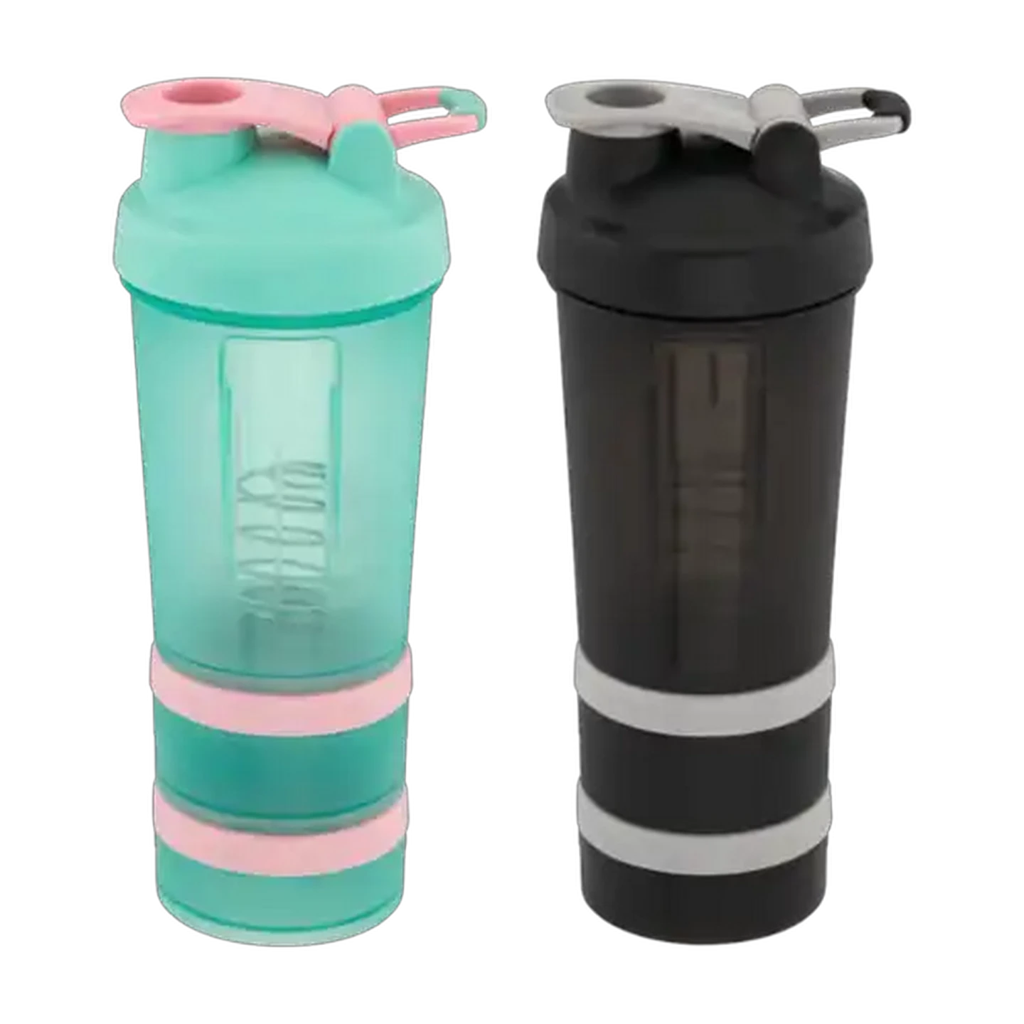 Image of Plastic 2-Compartment Protein Gym Bottle 500ml (Colour May Vary)