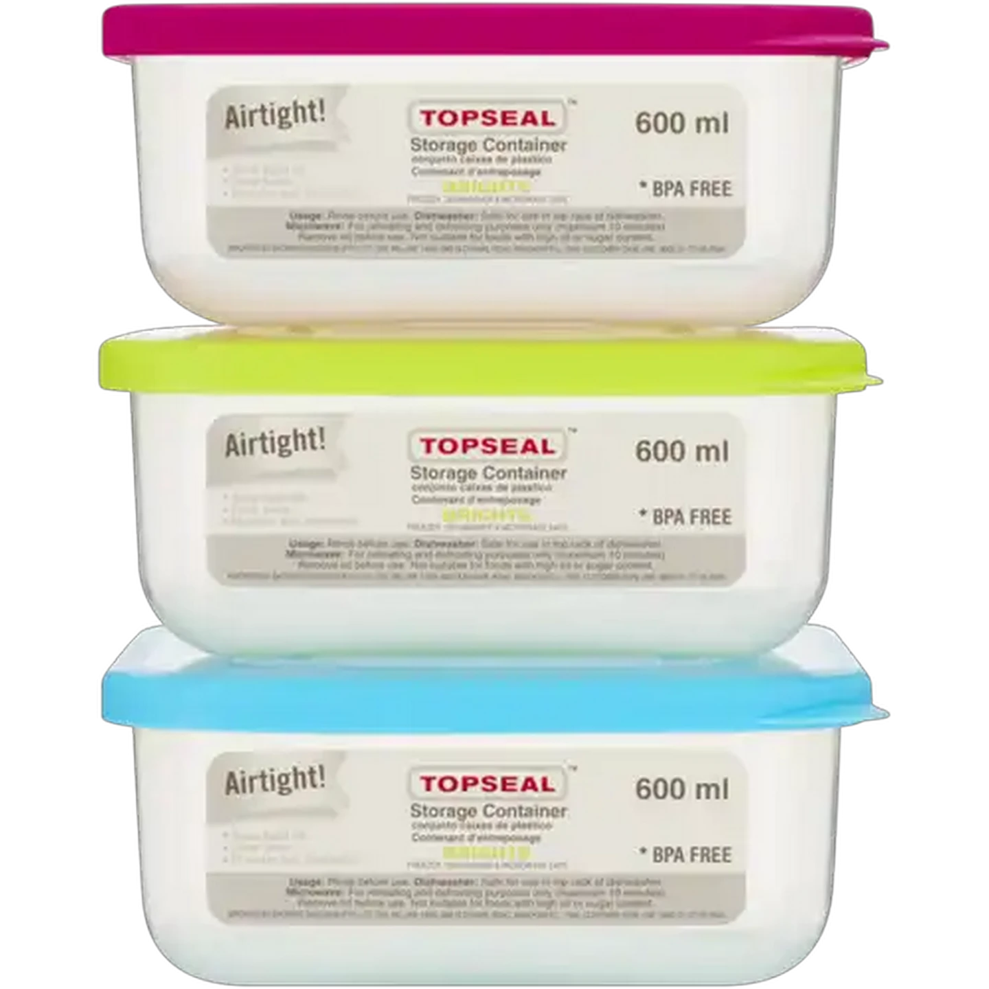Image of Topseal Brights Storage Container 600ml (Colour May Vary)