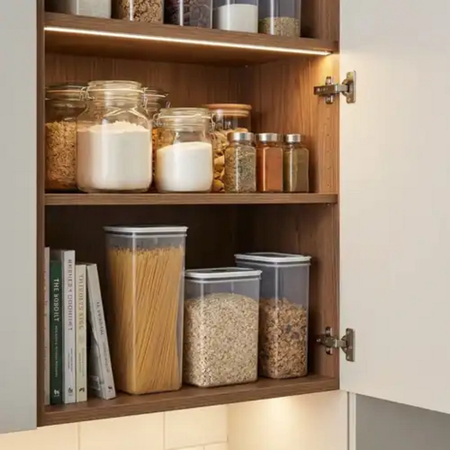 Image of Plastic Grey & White Dry Food Storage Canister Set 3 Piece