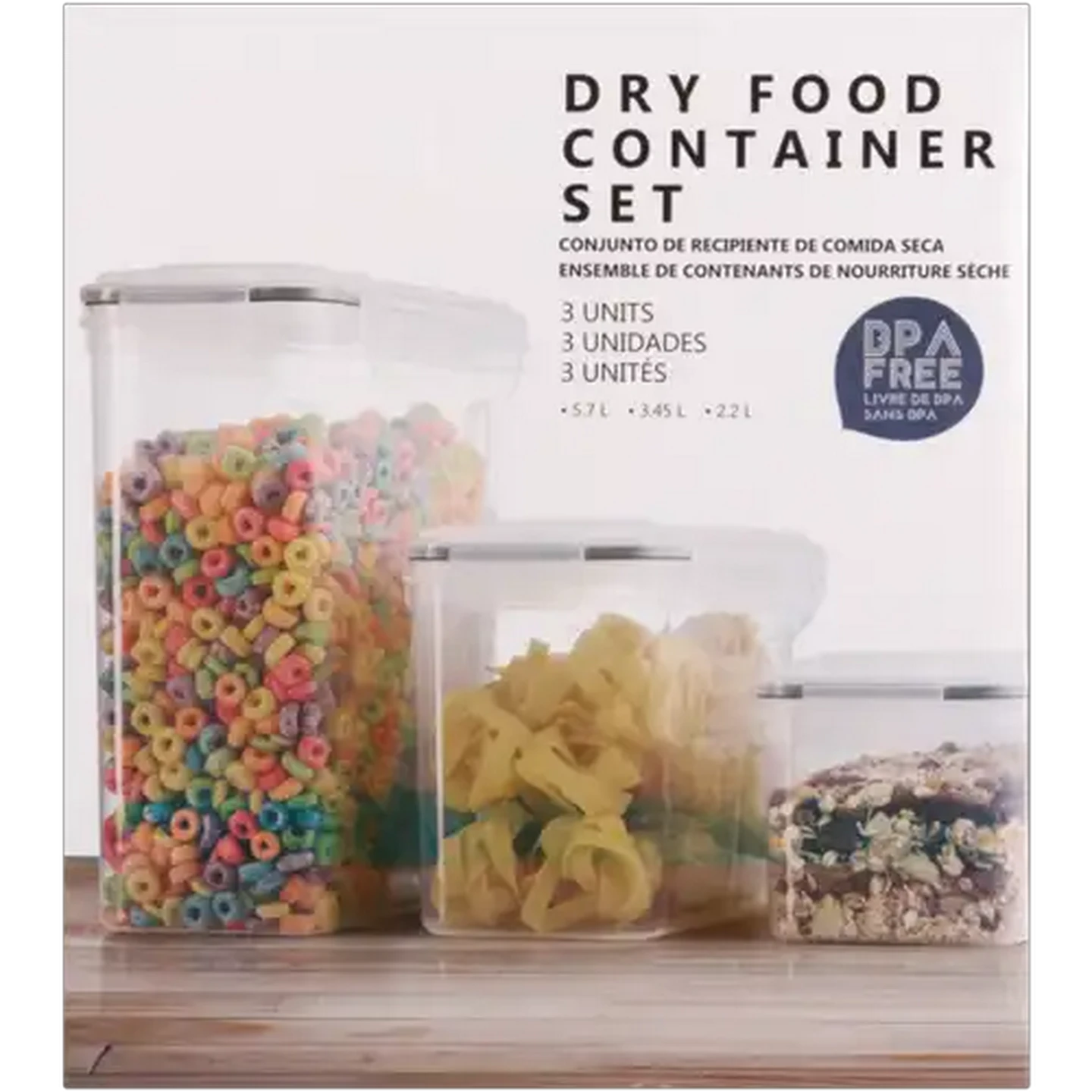 Image of Transparent Easy Pour Dry Food Container Set 3-Pack