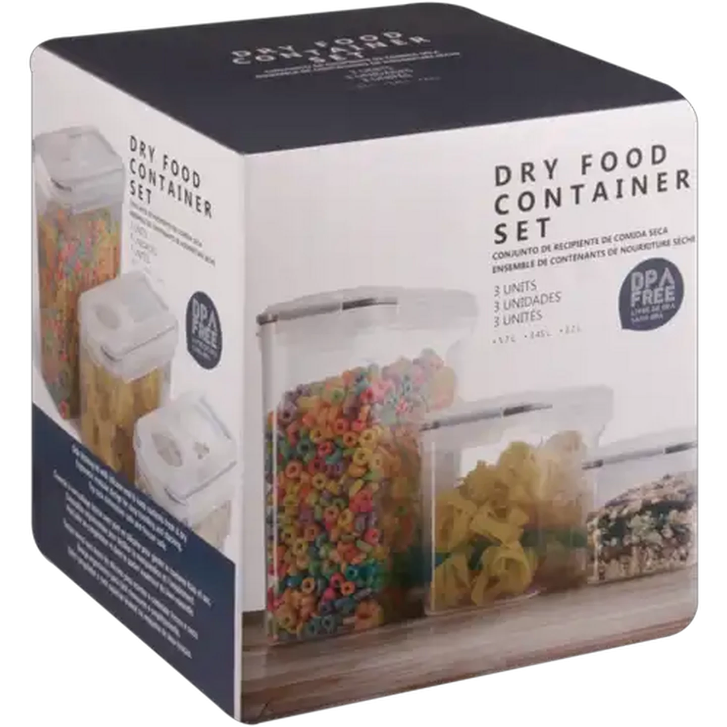 Image of Transparent Easy Pour Dry Food Container Set 3-Pack