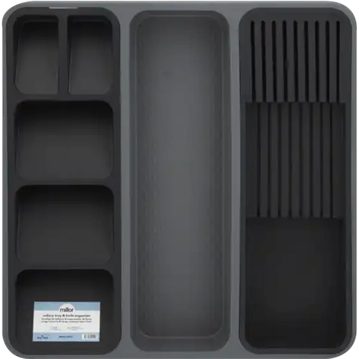 Image of Millor Black & Grey Cutlery Tray & Organiser