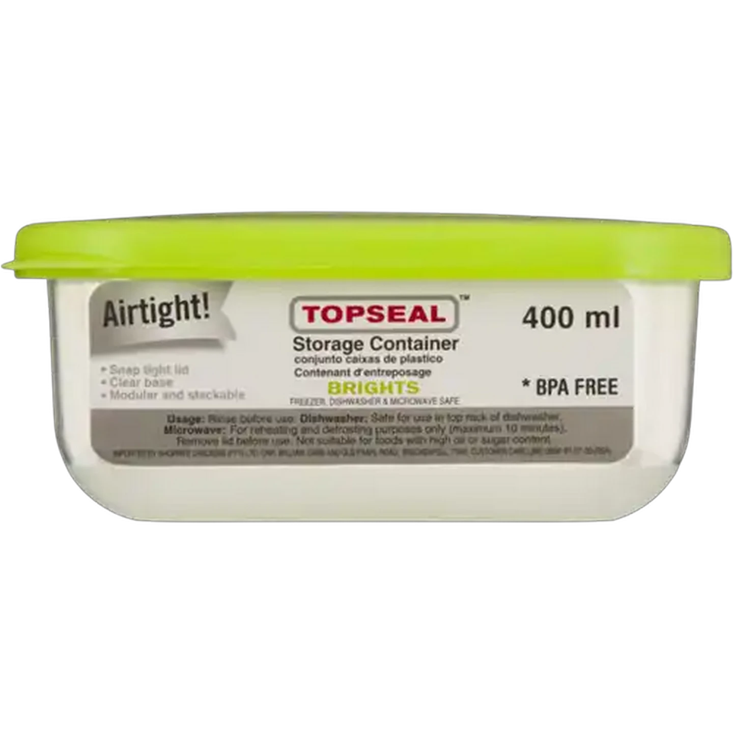 Image of Topseal Brights Storage Container 400ml (Colour May Vary)