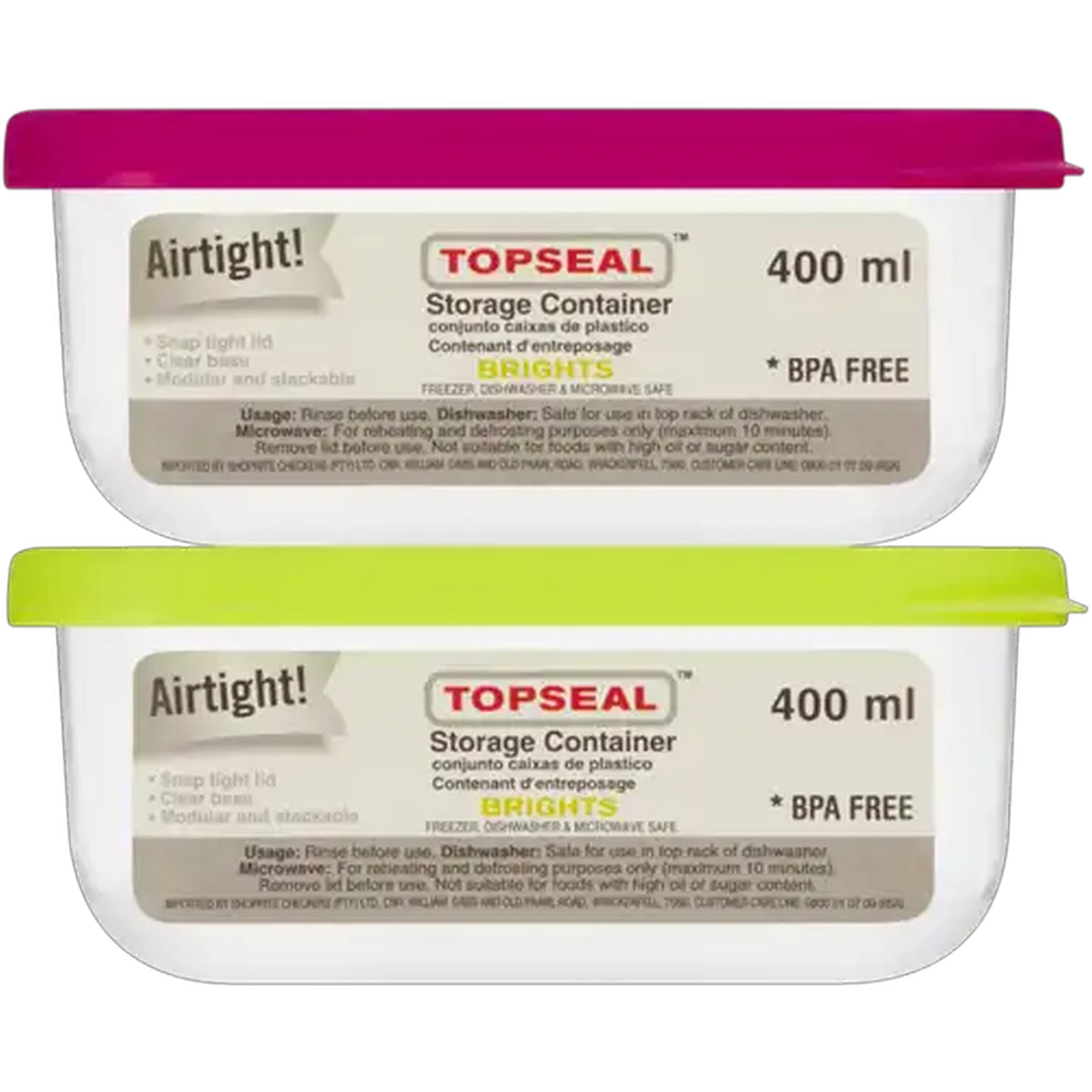 Image of Topseal Brights Storage Container 400ml (Colour May Vary)
