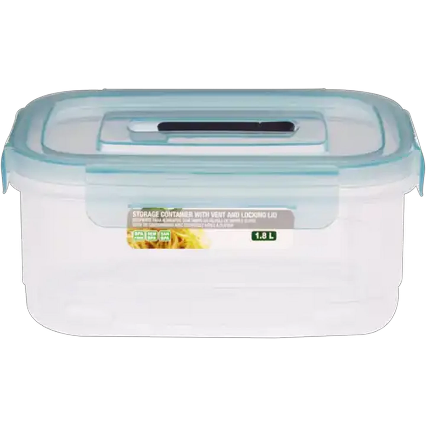 Image of Home Discovery Rectangular Food Storage Container With Vent & Locking Lid 1.8L
