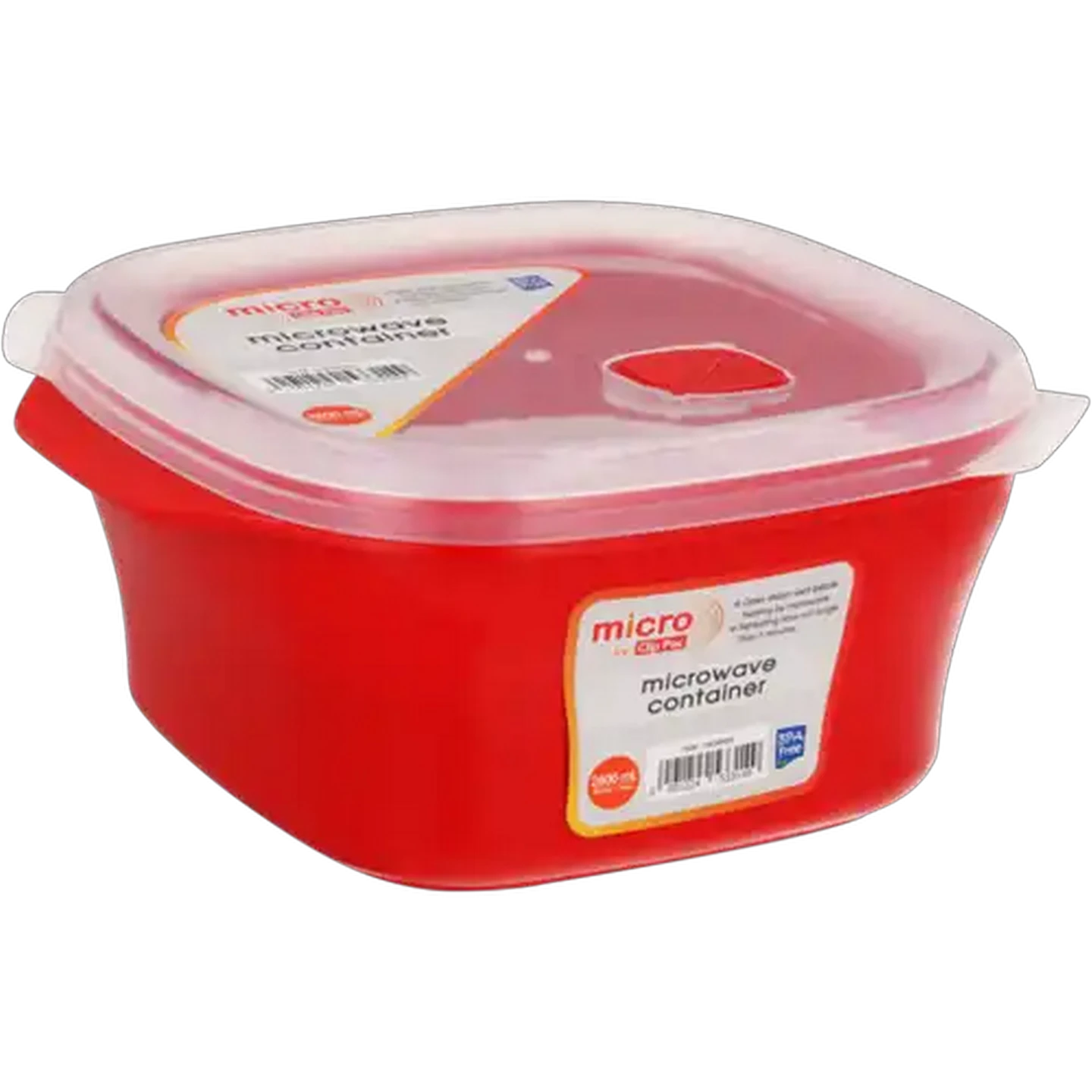 Image of Clip Pac Red Micro Square Microwave Container 2.6L