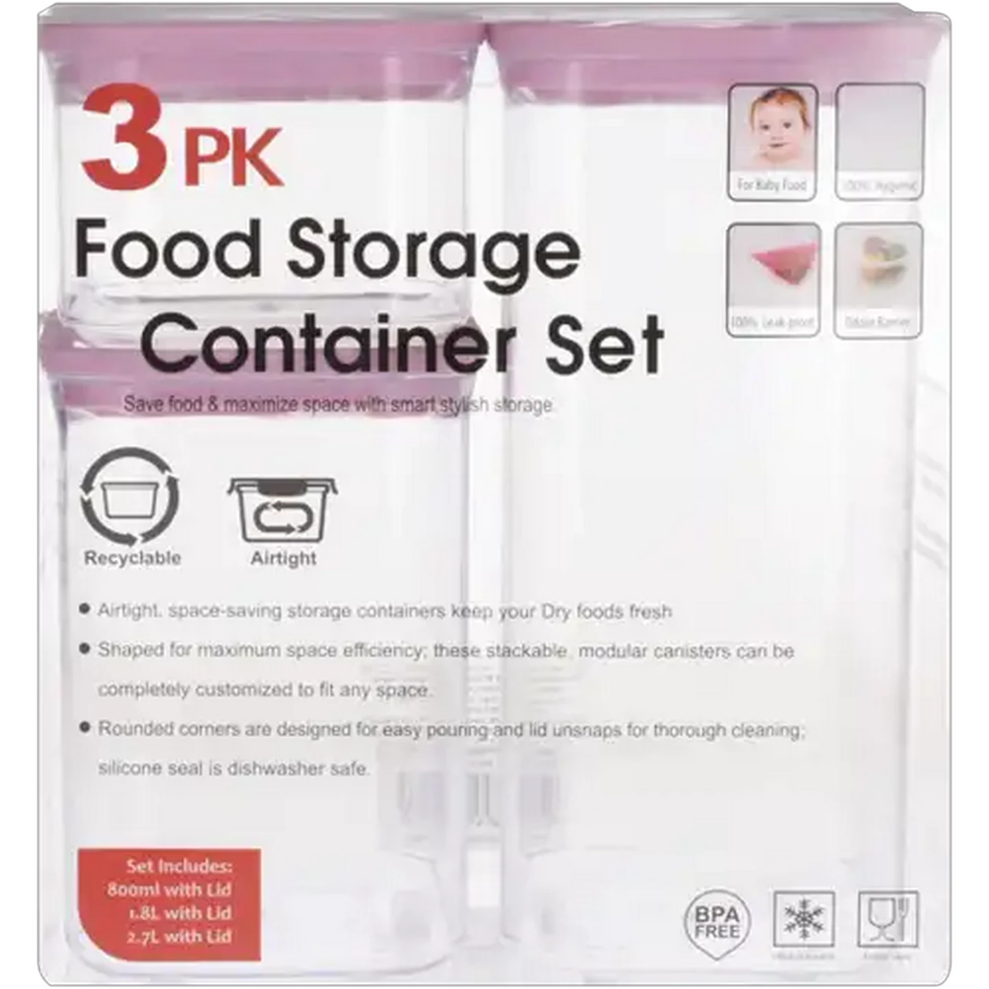 Image of TPR Food Storage Container Set 3 Piece