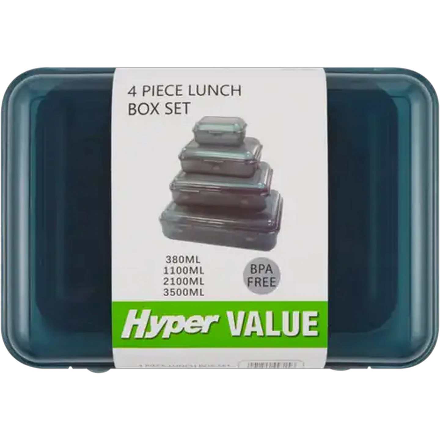 Image of Hyper Value Green Lunch Box Set 4 Piece