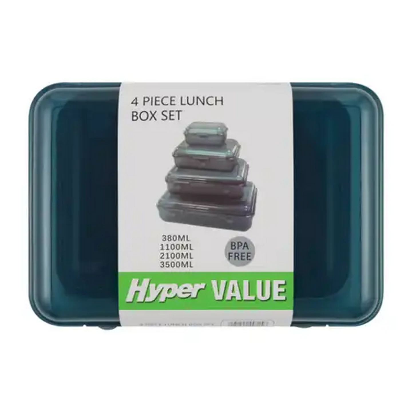 Image of Hyper Value Green Lunch Box Set 4 Piece