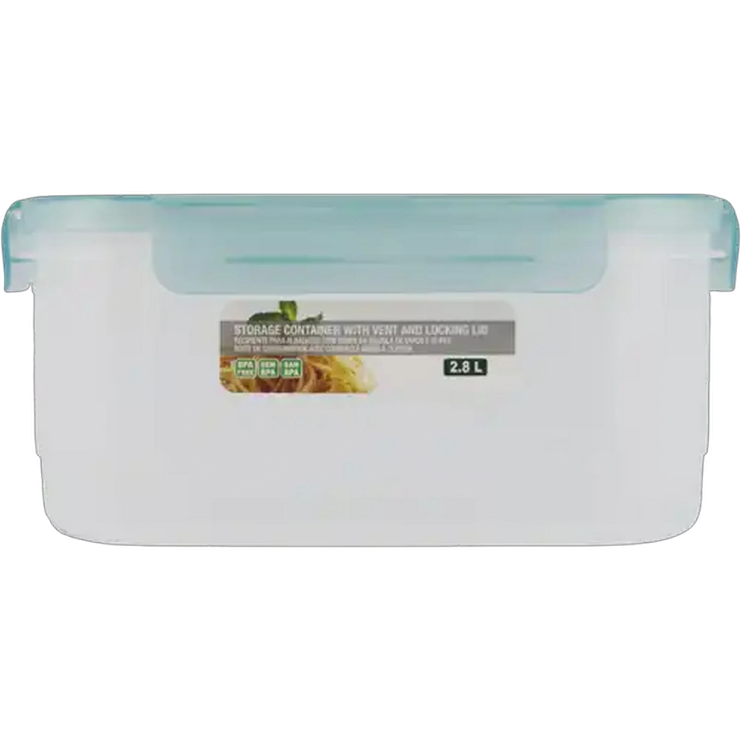 Image of Home Discovery Aqua Rectangular Clip Lock Storage Container With Vent 2.8L