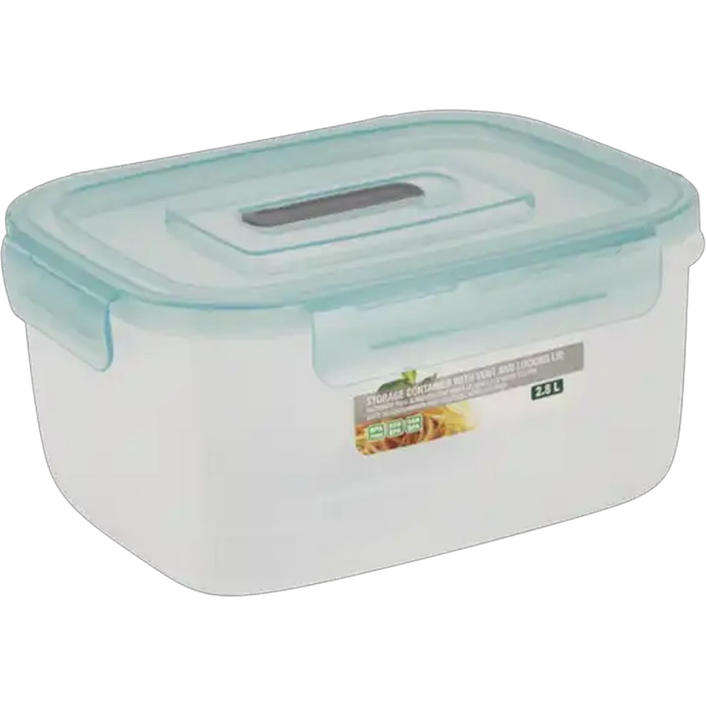 Image of Home Discovery Aqua Rectangular Clip Lock Storage Container With Vent 2.8L