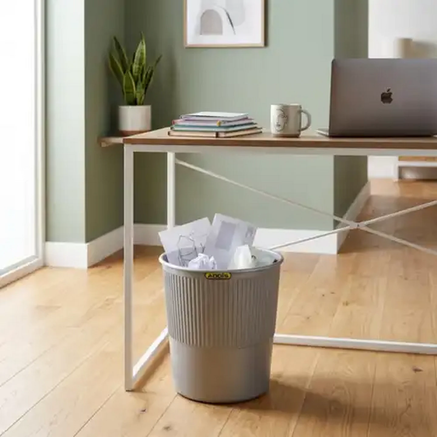 Image of ADDIS Round Steel Grey Waste Bin 8.5L