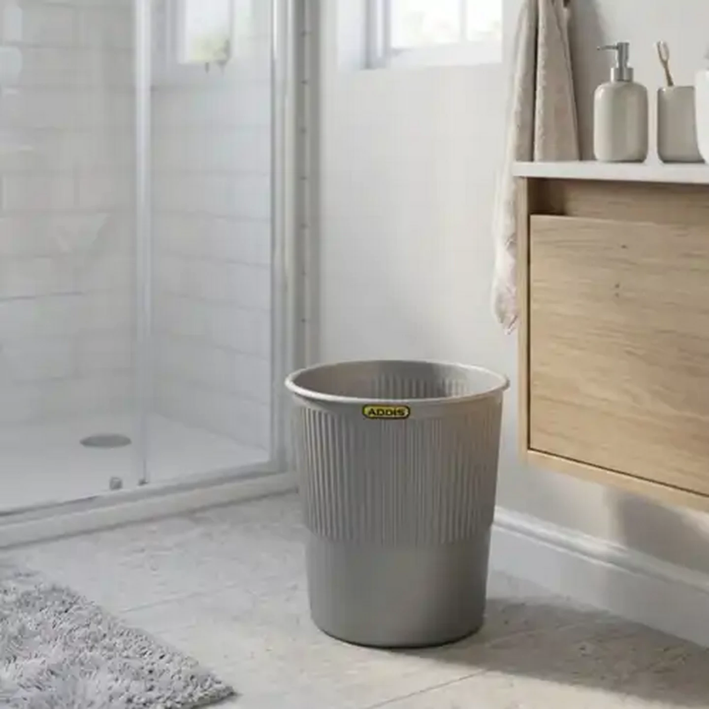 Image of ADDIS Round Steel Grey Waste Bin 8.5L