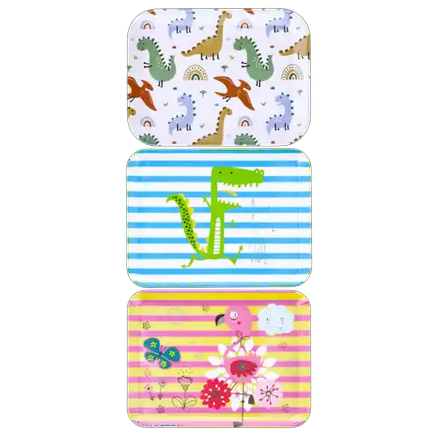 Image of Melamine Small Kids Rectangle Tray (Design May Vary)