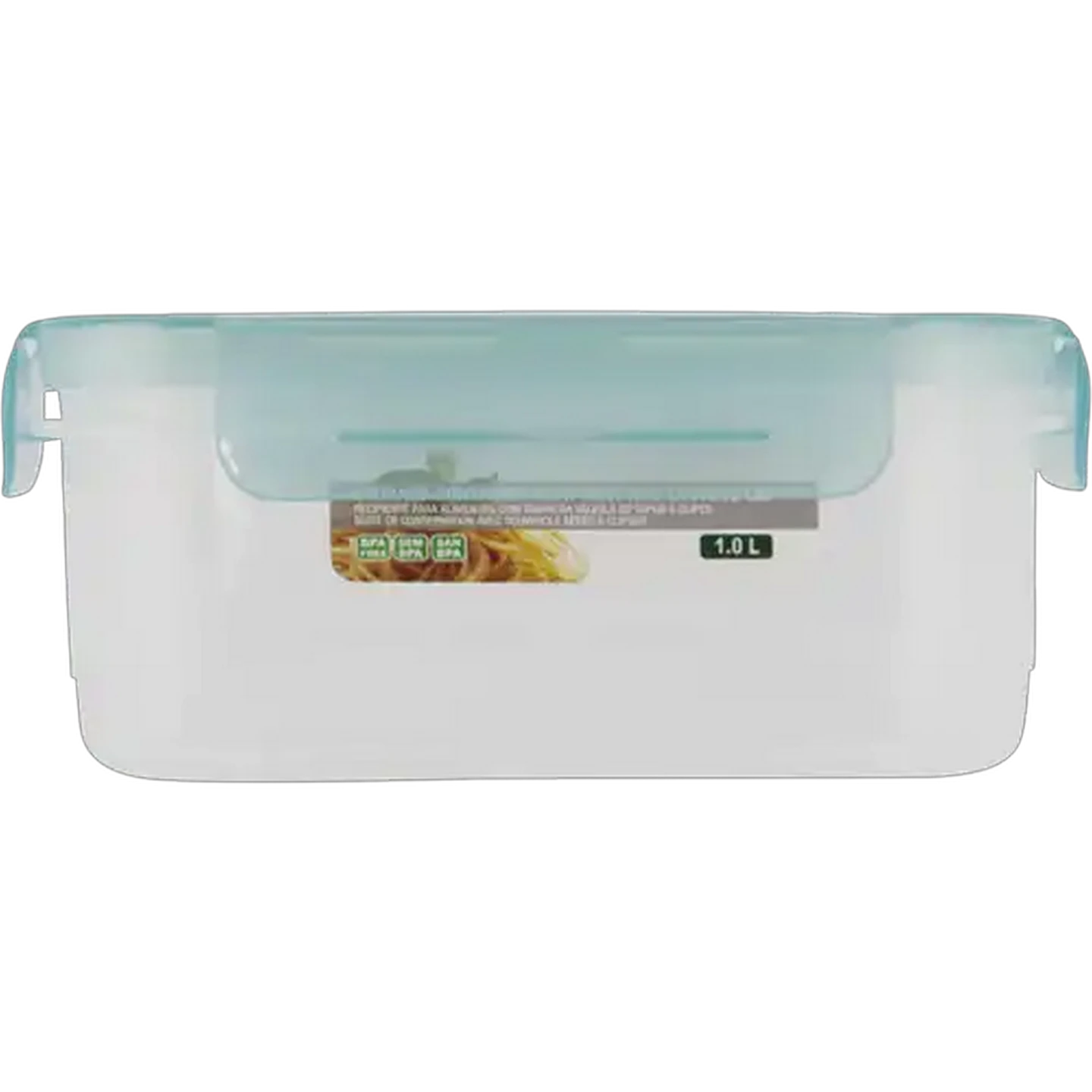Image of Home Discovery Aqua Rectangular Clip Lock Storage Container With Vent 1L