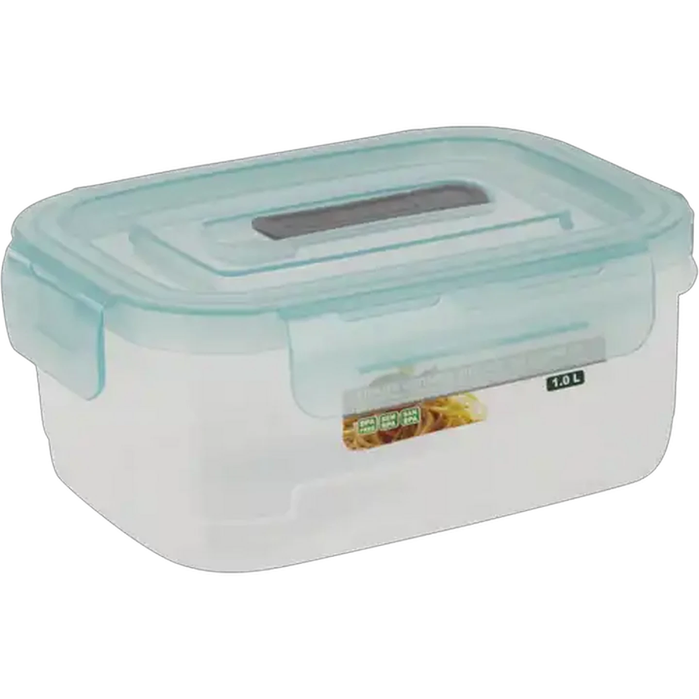 Image of Home Discovery Aqua Rectangular Clip Lock Storage Container With Vent 1L