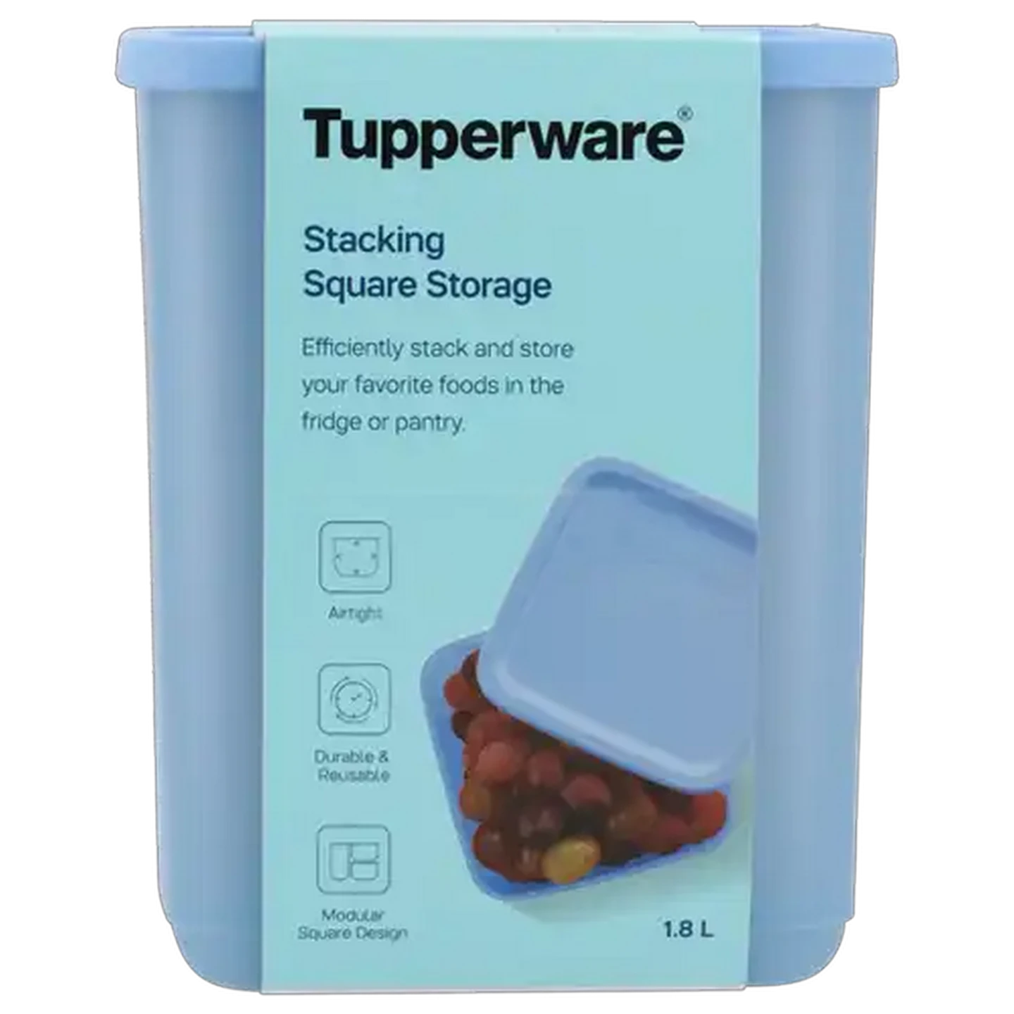 Image of Tupperware Blue Cubix Container 1.8L