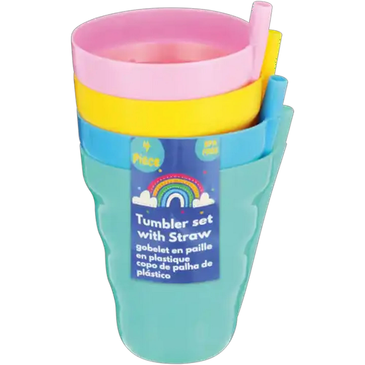 Image of Kids Tumbler With Straw Set 4 Piece