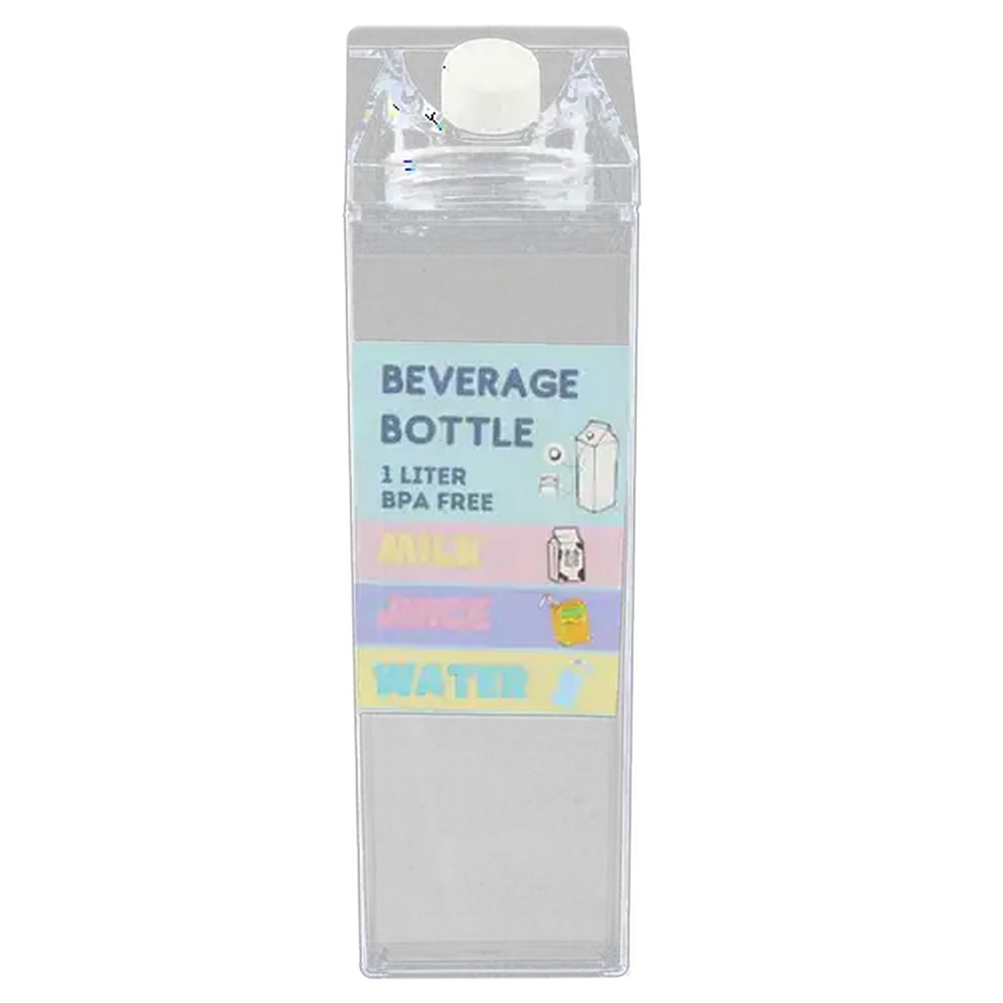 Image of Milk Carton Styled Clear Plastic Fridge Bottle 1L