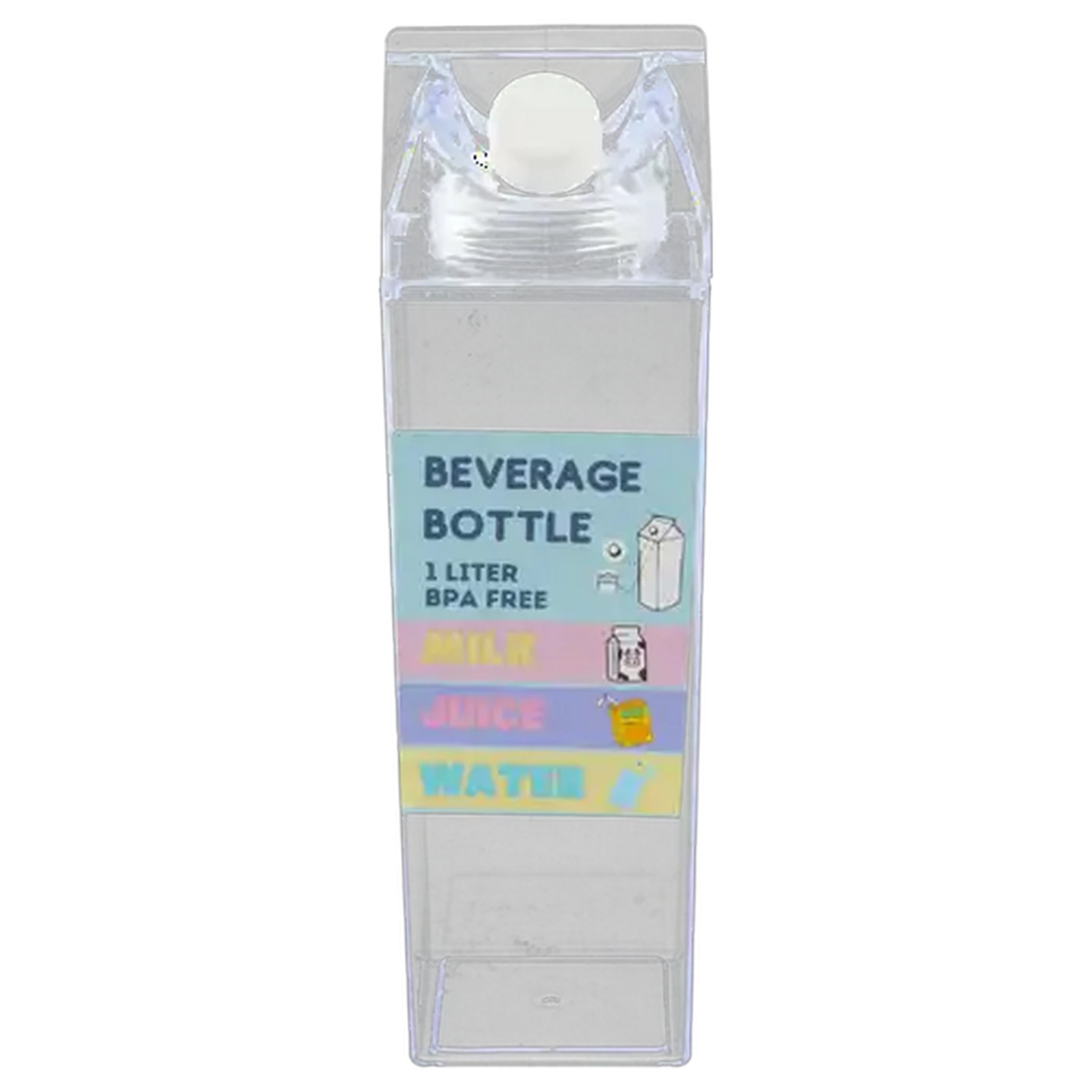 Image of Milk Carton Styled Clear Plastic Fridge Bottle 1L