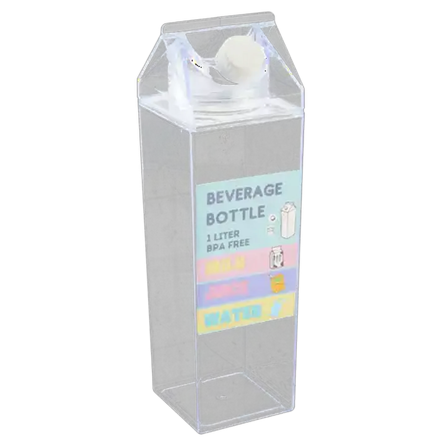 Image of Milk Carton Styled Clear Plastic Fridge Bottle 1L